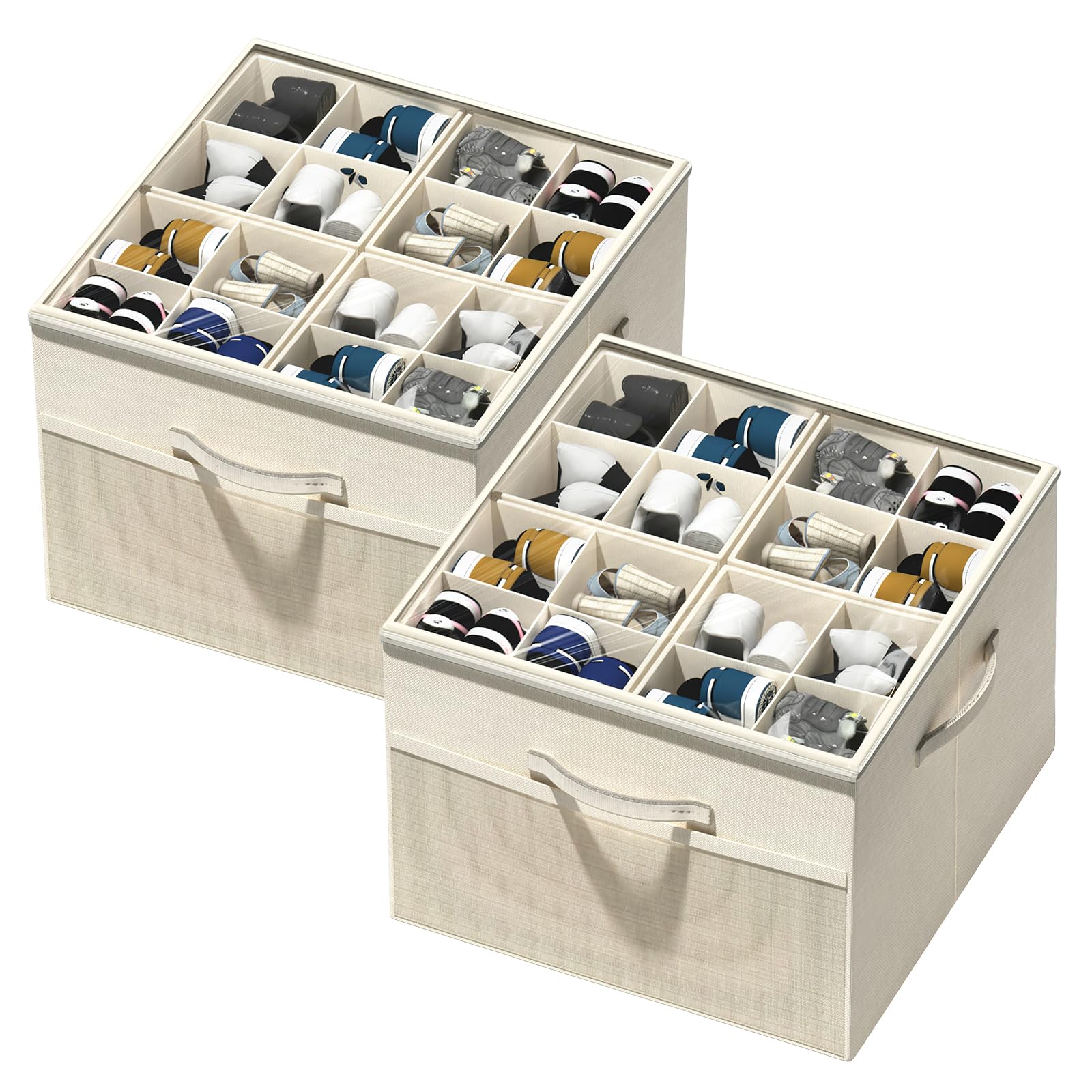 Aokeyee shoe organizer in closet saves space with vertical storage for up to 32 pairs.