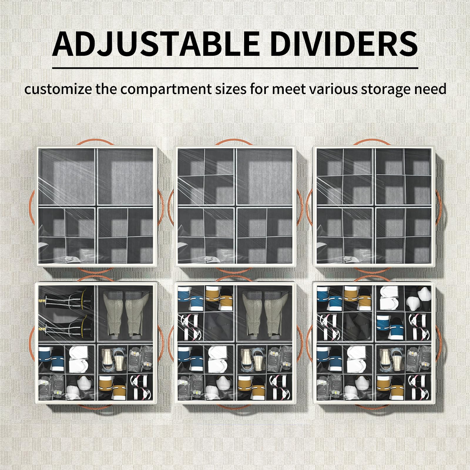 Aokeyee adjustable dividers customize compartments for different footwear sizes