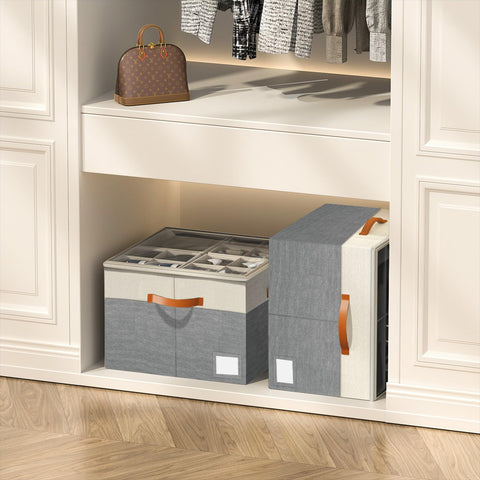 Aokeyee closet box holds up to 16–32 pairs across compartments