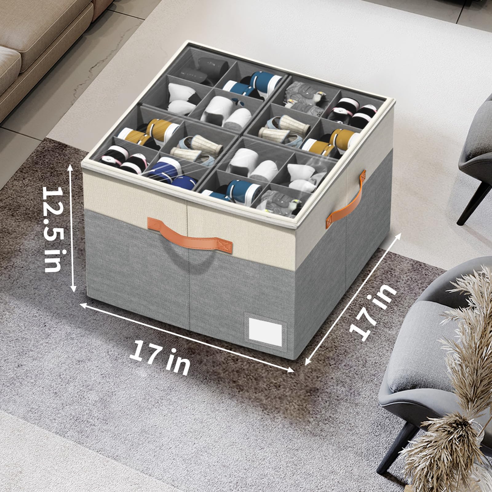 Aokeyee shoe organizer keeps boots and sandals neatly organized and dust-free