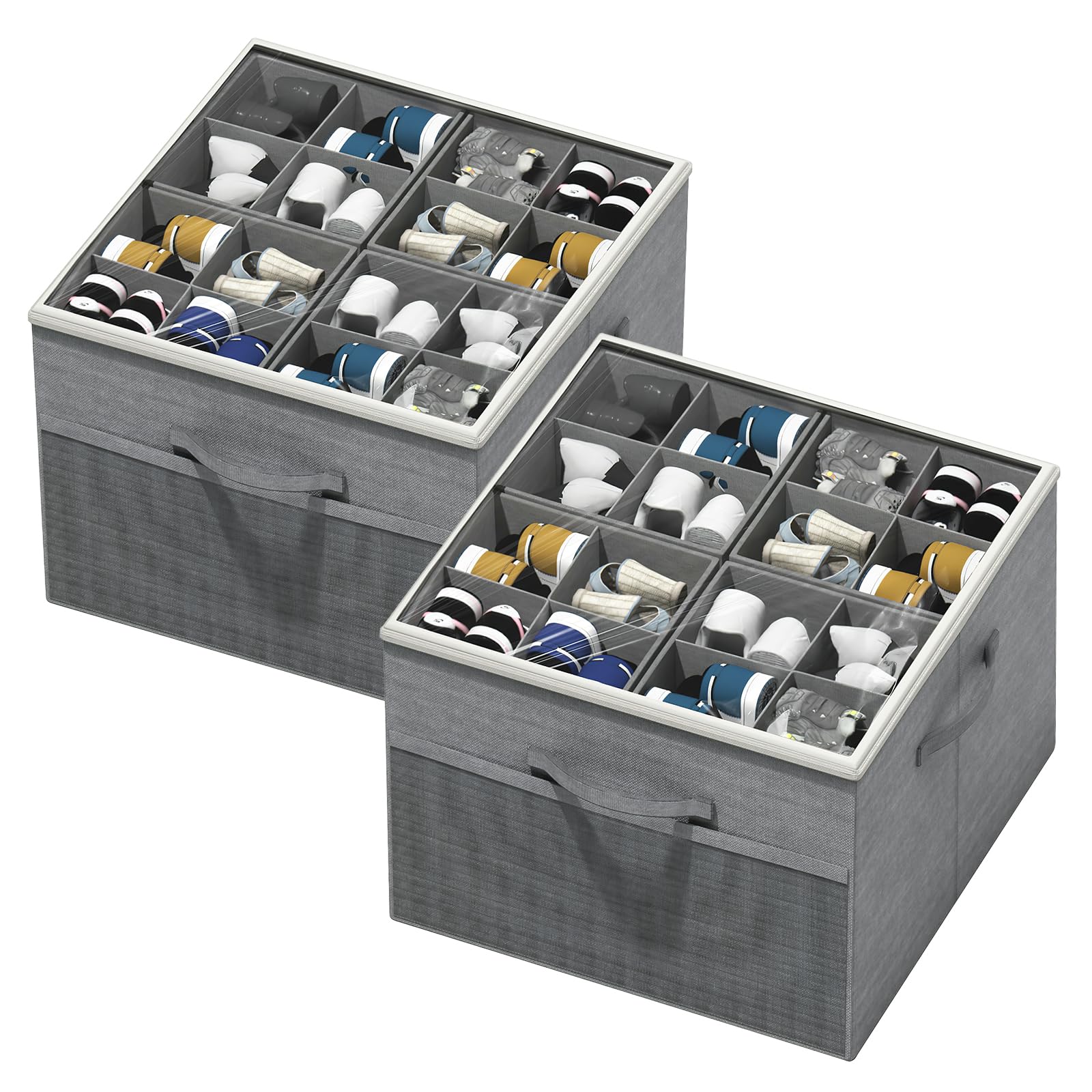 Aokeyee shoe organizer in closet with foldable, space-saving design.