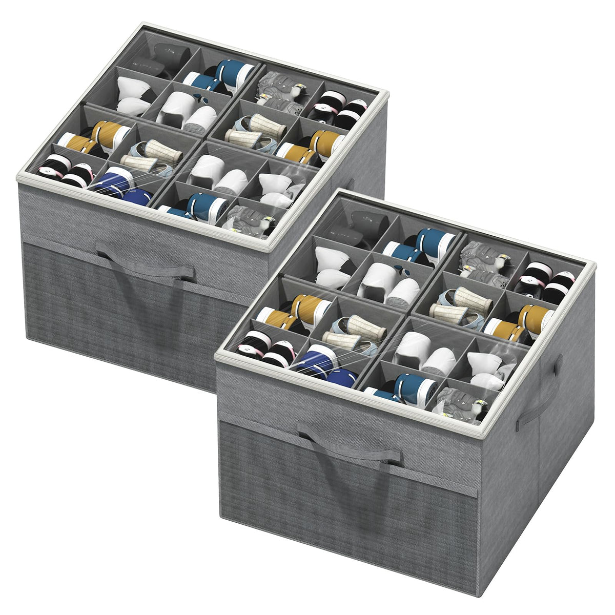 Aokeyee shoe organizer in closet with foldable, space-saving design.