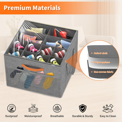 Aokeyee 16-pair capacity organizer with eight small and four large compartments.