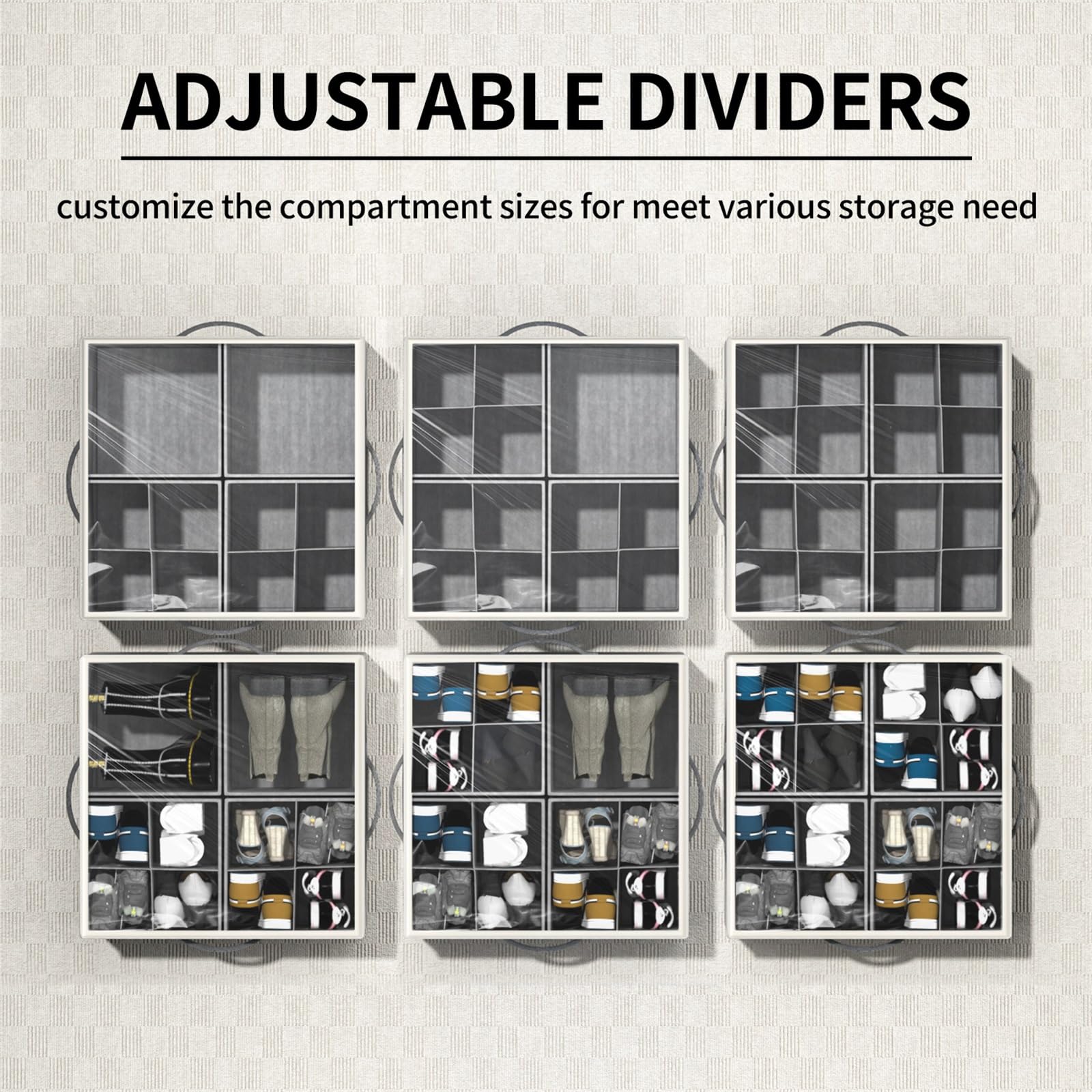 Aokeyee organizer shows adjustable dividers for customized compartments.