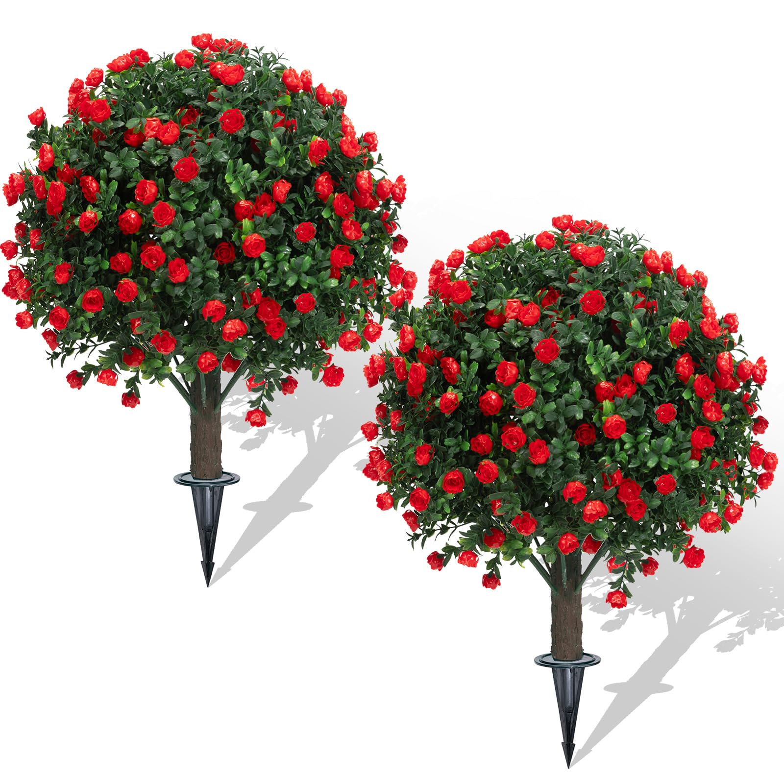 AOKIIE boxwood topiary balls with ground spike, 22 inches tall, ideal for curbside greenery.