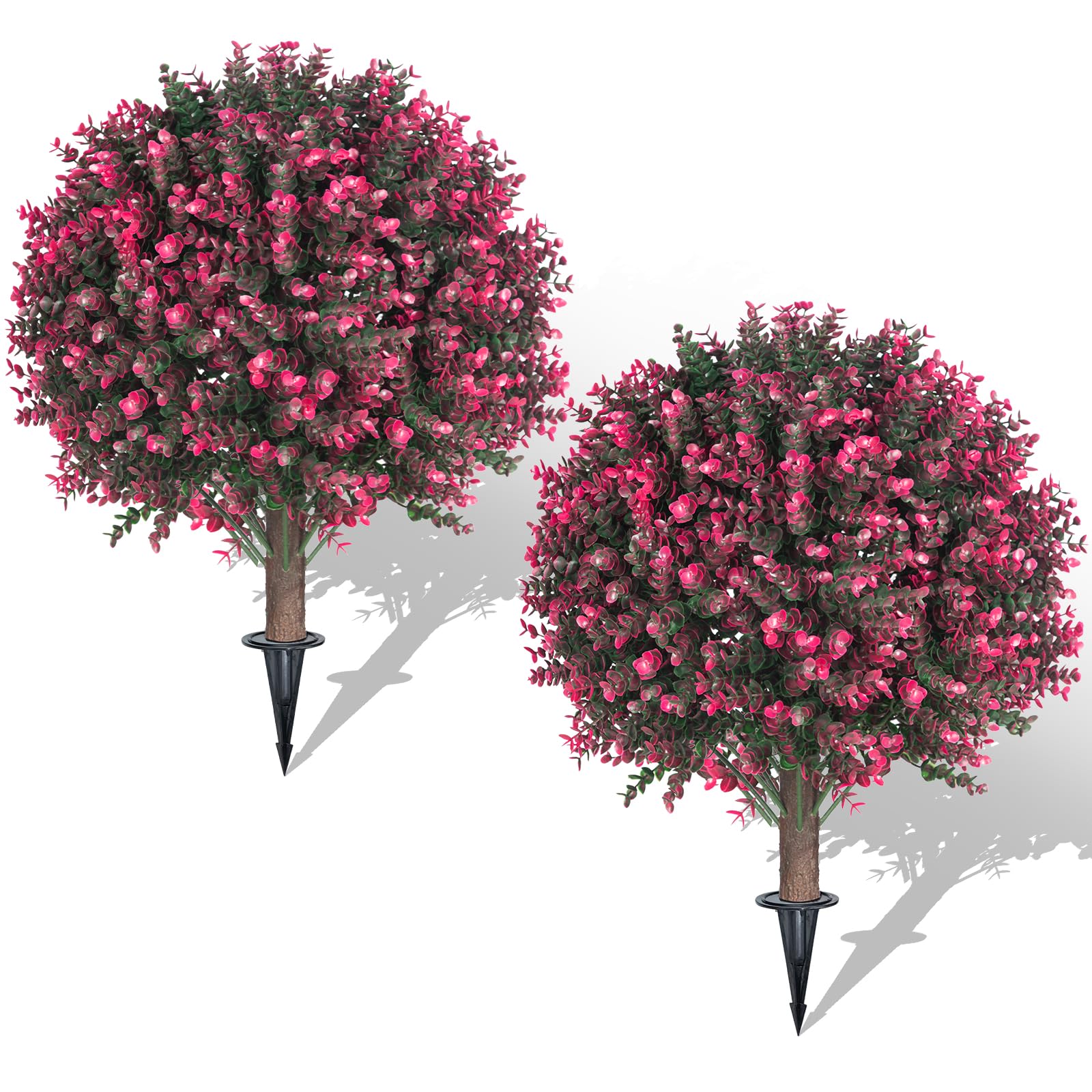 AOKIIE rose boxwood topiary 22in with ground spike for outdoor display.