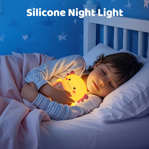 Aokpsrt Axolotl night light creates calming nursery ambience.