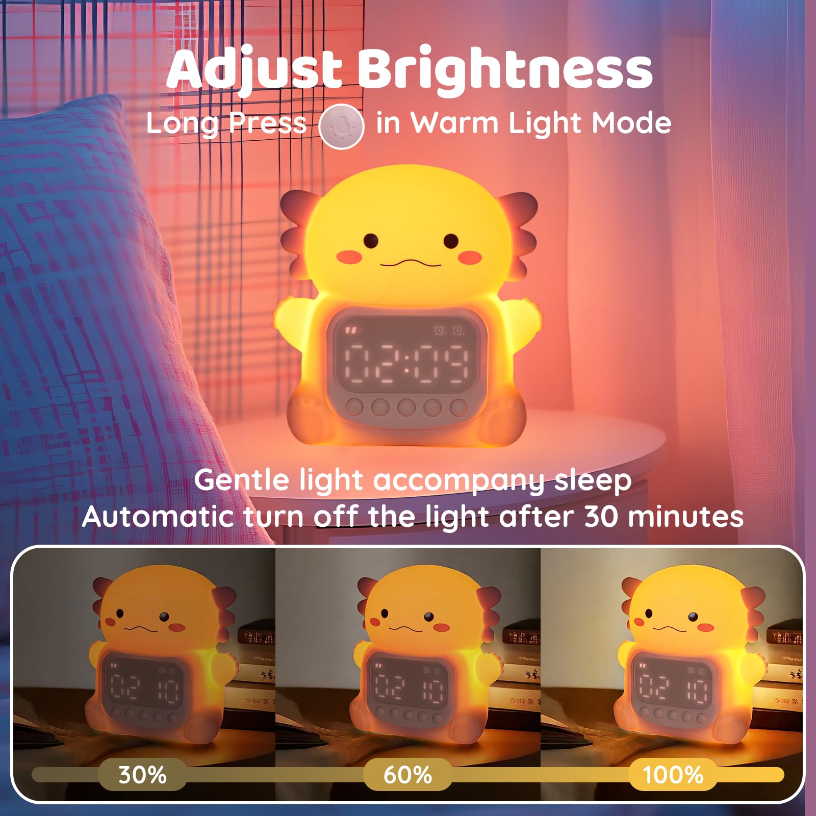Aokpsrt Axolotl rechargeable battery enables portable use during sleepovers.