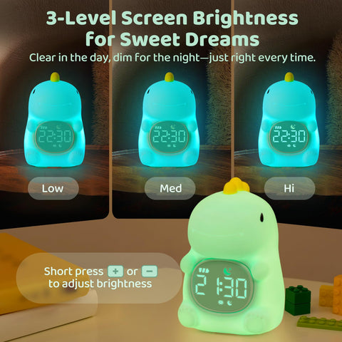 Aokpsrt dinosaurs alarm clock brightness control for comfortable viewing