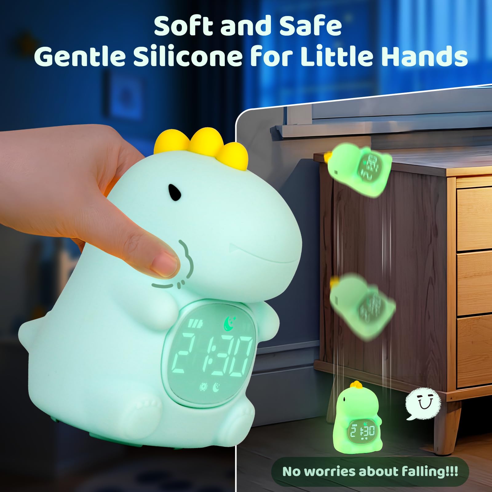 Aokpsrt dinosaurs alarm clock multi-color night light creates cozy ambiance