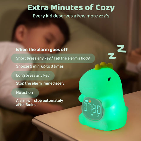 Aokpsrt dinosaurs alarm clock durable silicone design for everyday use