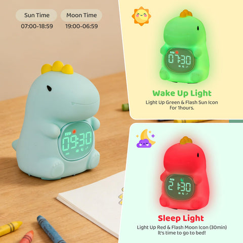 Aokpsrt dinosaurs alarm clock silicone body withstands drops for durability
