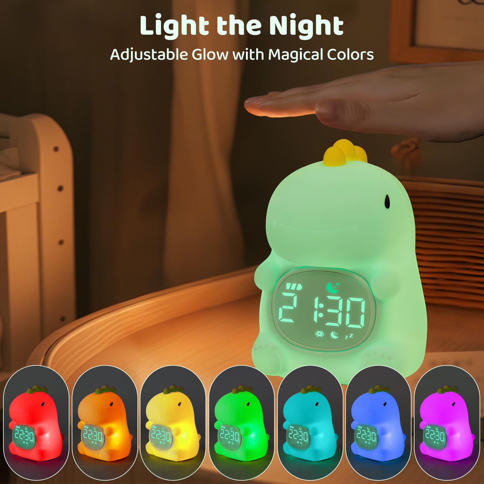 Aokpsrt dinosaurs alarm clock snooze function for extra rest minutes