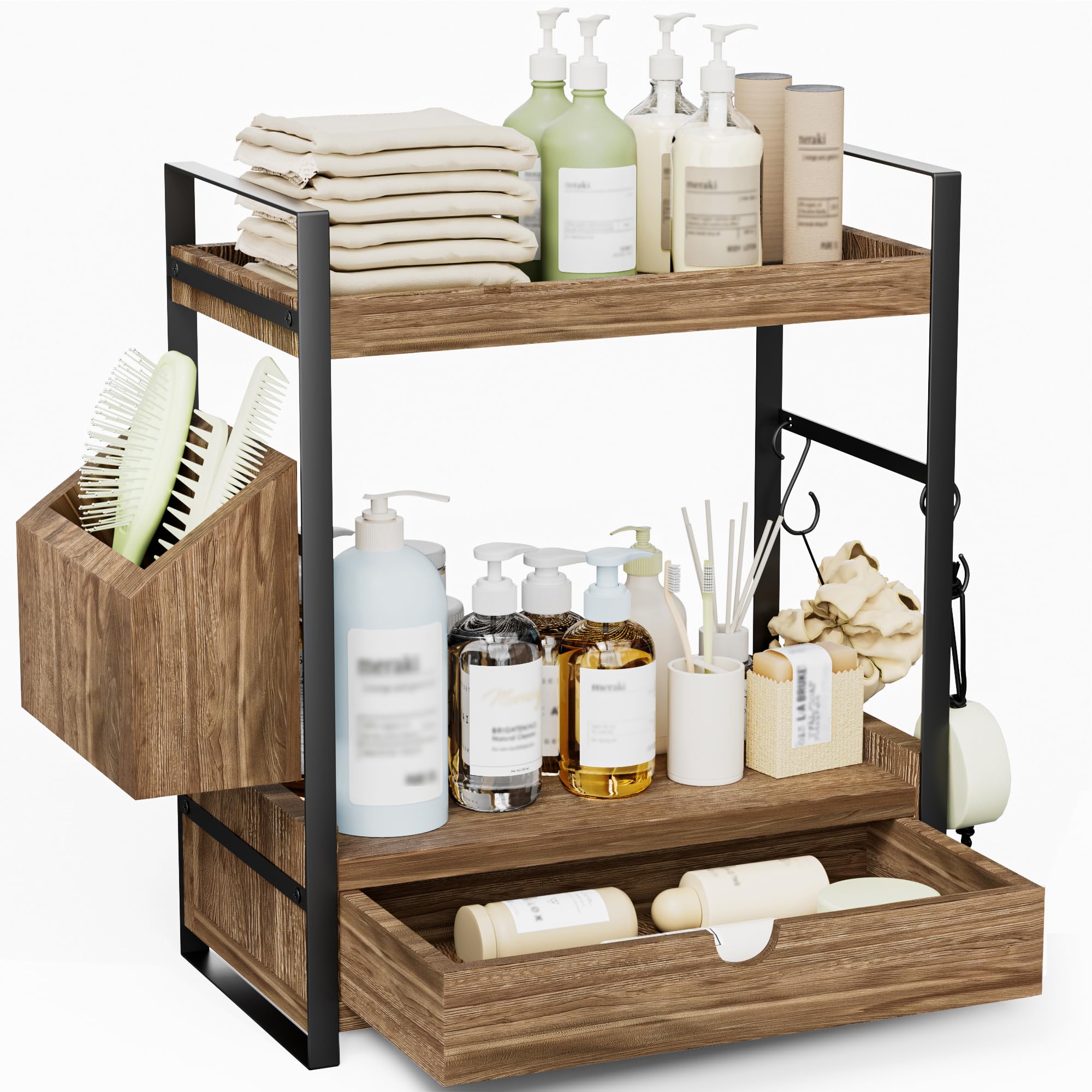 Aollewoiti 2-tier bathroom organizer with drawer for vanity storage