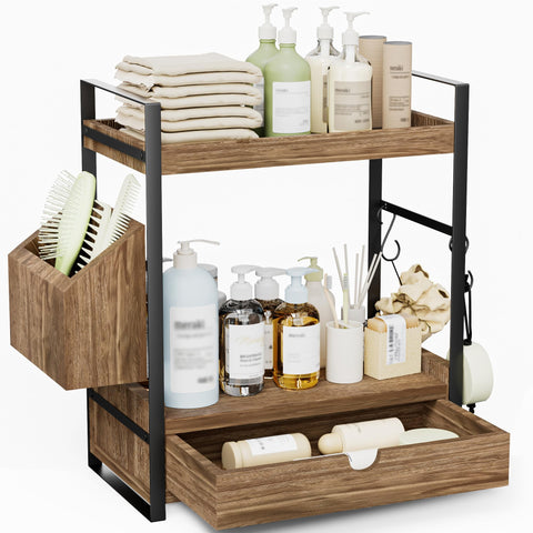 Aollewoiti 2-tier bathroom organizer with drawer for vanity storage