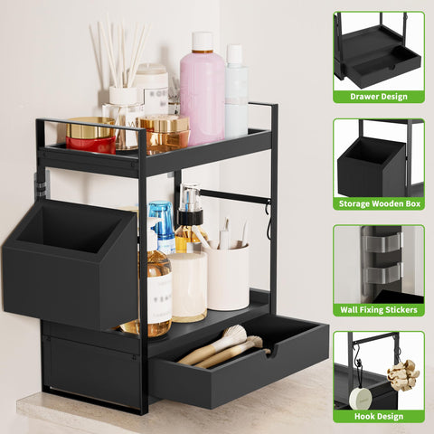 Aollewoiti bathroom storage with drawers and side boxes keeps items tidy
