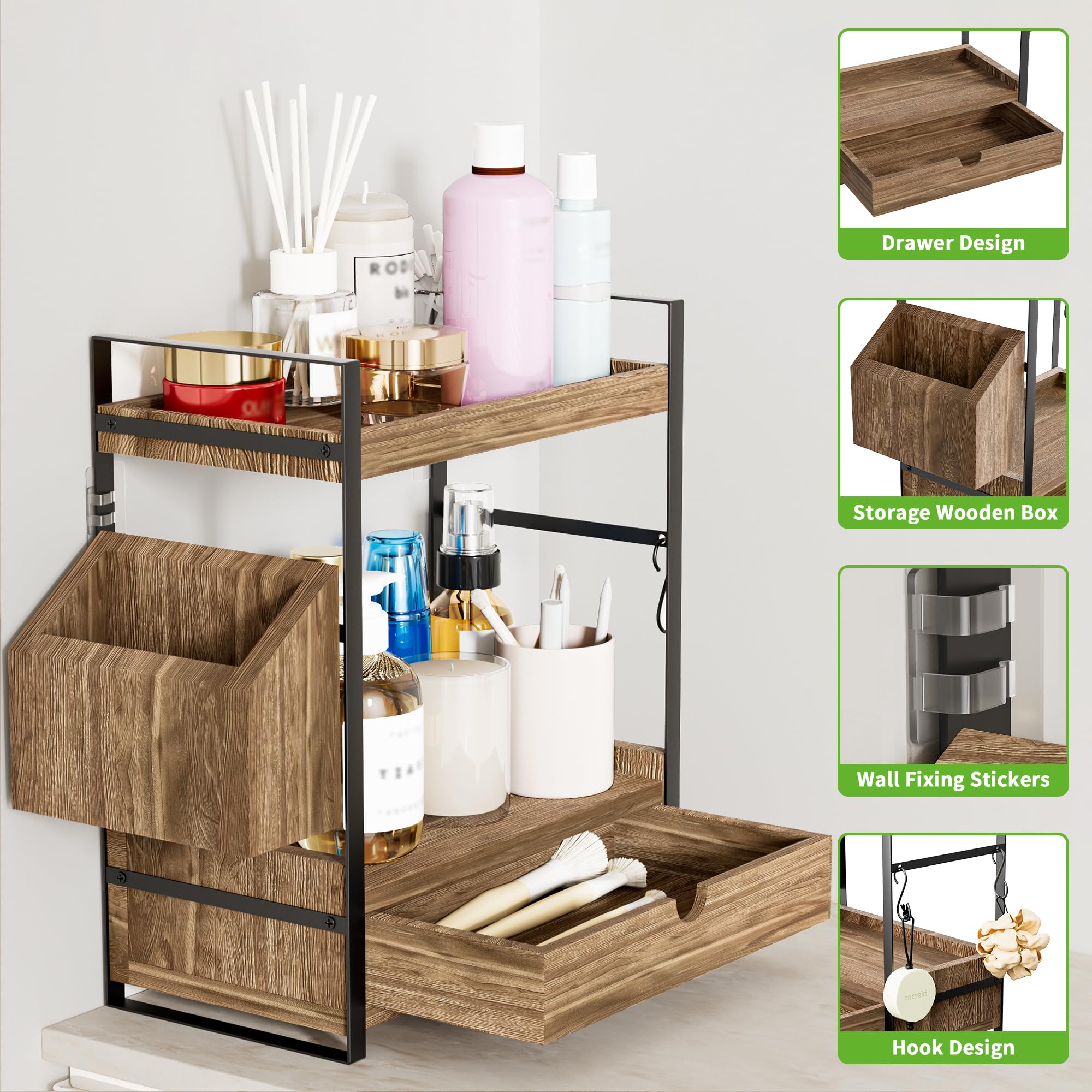 Aollewoiti bathroom storage shelf with metal brackets resists moisture