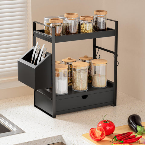 Aollewoiti black wood bathroom shelf blends with modern decor