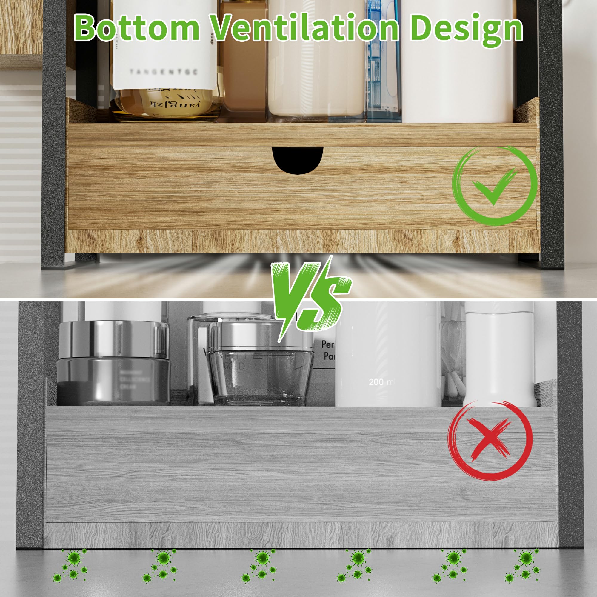 Aollewoiti durable bathroom storage helps maintain a tidy space.