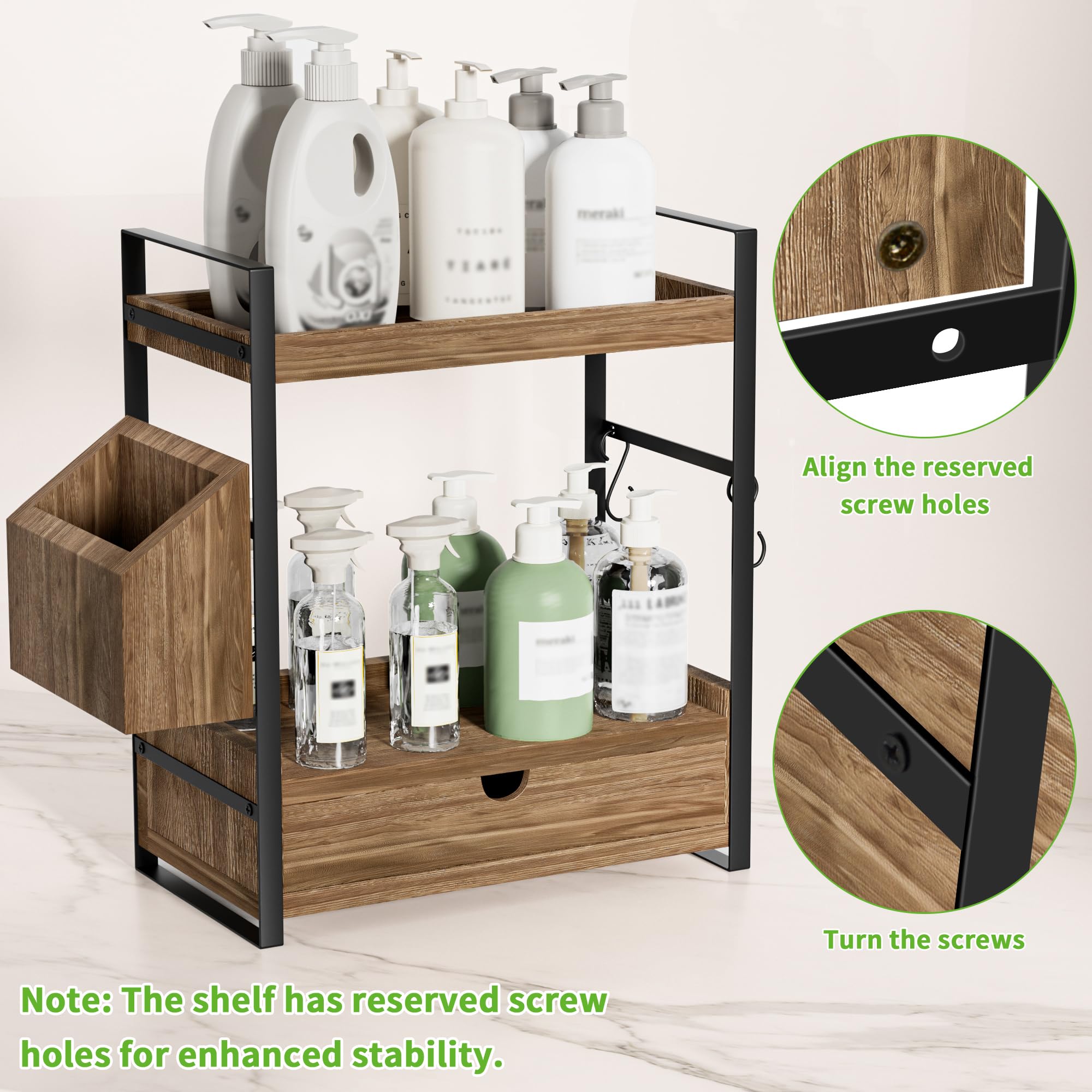 Aollewoiti organizer includes side boxes and hooks for small items