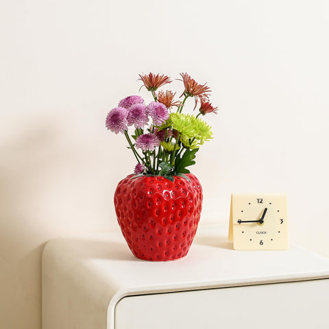 AOMOONOA ceramic fruit vase glazed red for durable indoor or outdoor use
