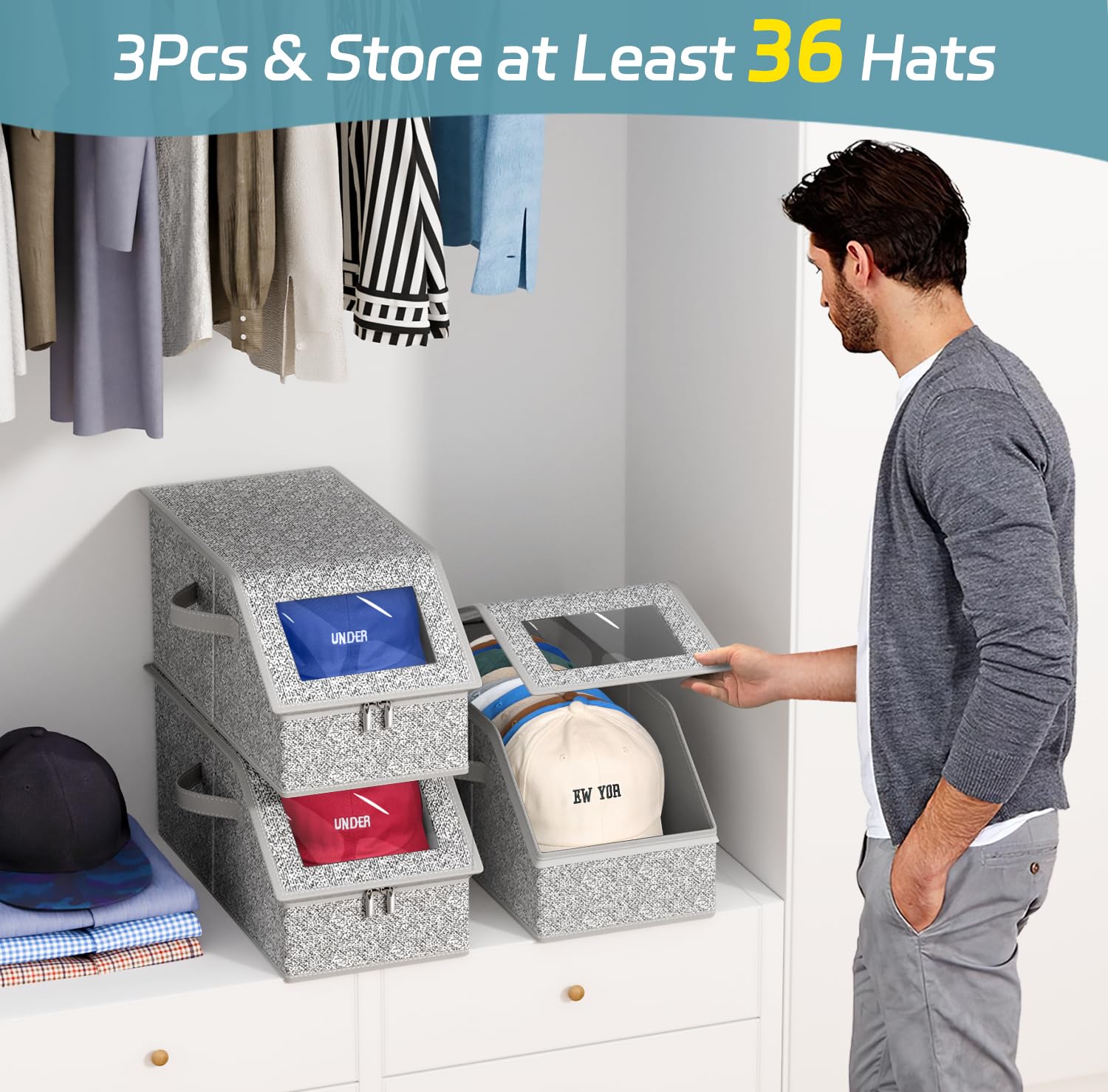 AOODA baseball cap organizer with clear front for quick access.