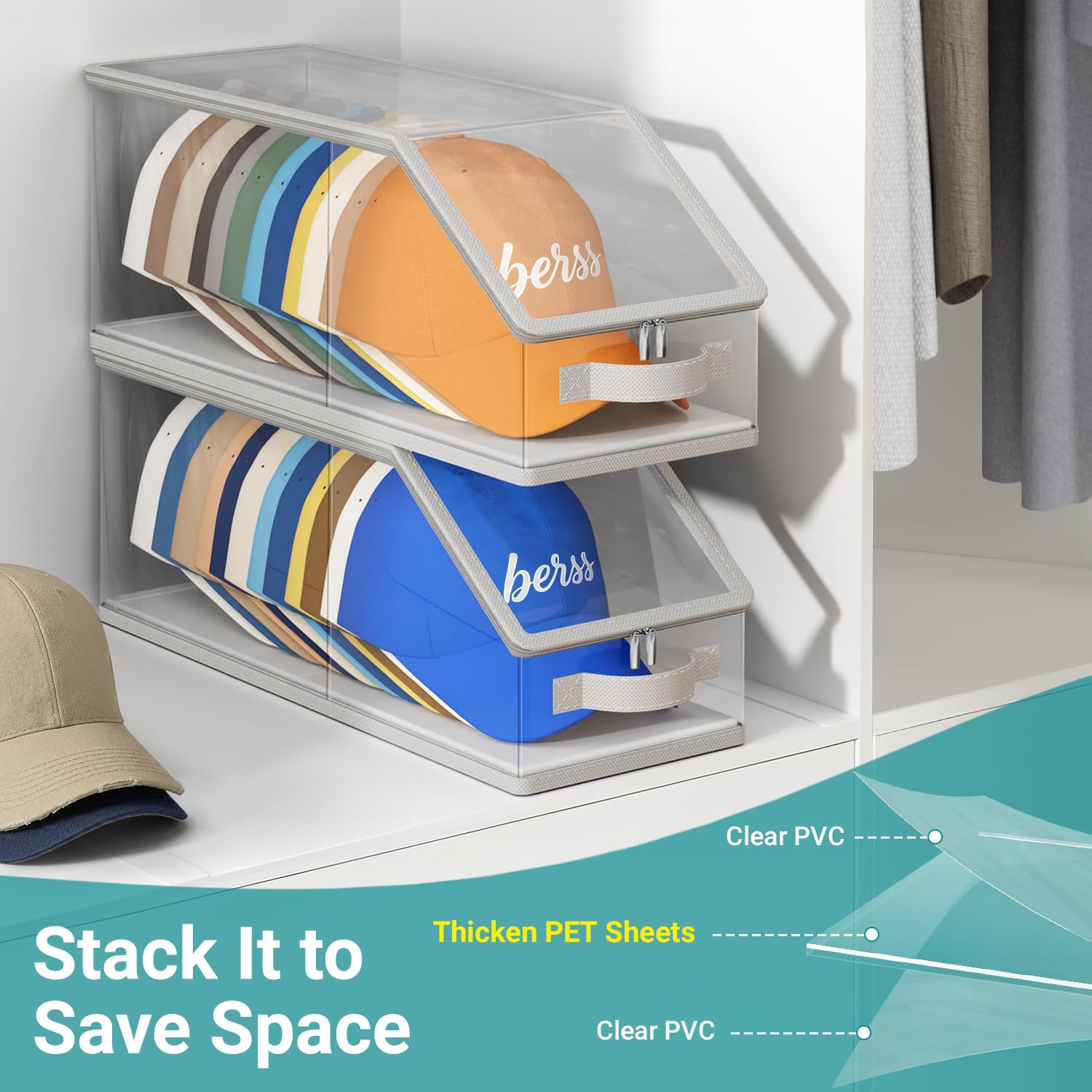 AOODA baseball cap storage uses stackable design to prevent deformation.