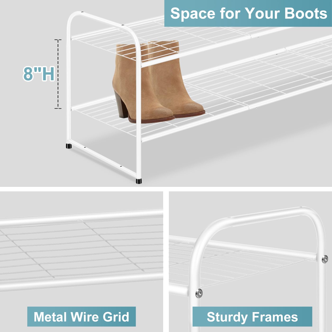 AOODA boot-height clearance on each tier accommodates knee boots.