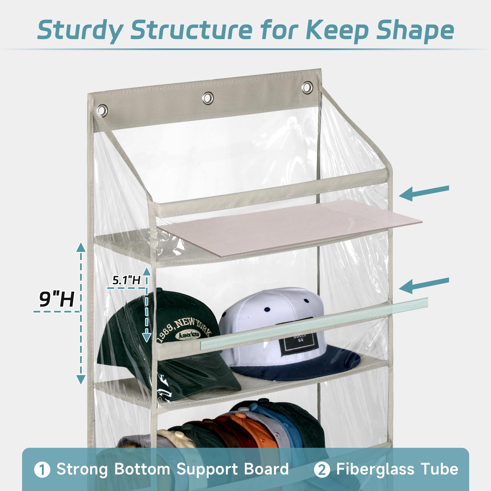 AOODA Deep pockets hold various cap styles securely for easy access.