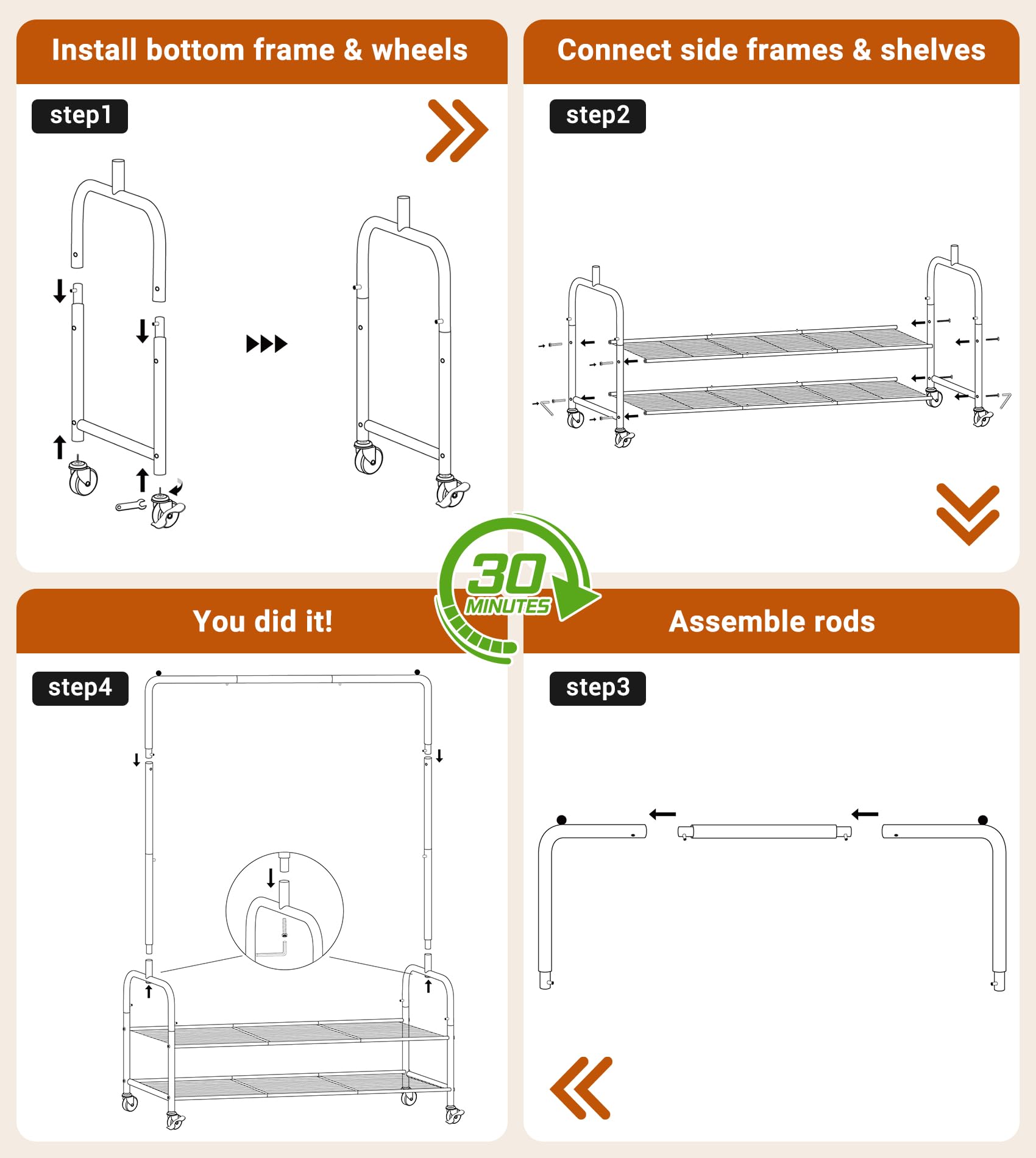 AOODA easy assembly with numbered parts saves time and effort