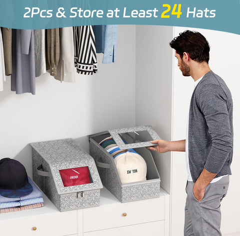 AOODA hat organizer showing stacked bases for space saving in a closet