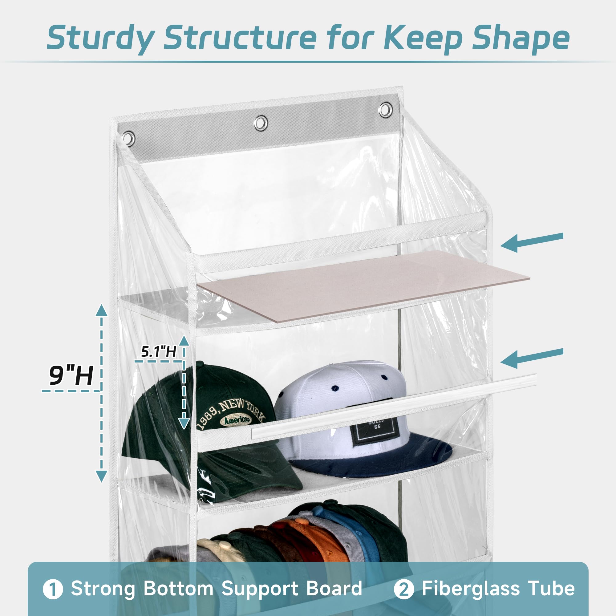 AOODA hat rack deep pockets keep caps organized and easy to grab