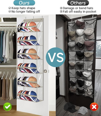 AOODA Hat storage organizer offers clear visibility for a tidy 53.5-inch display.