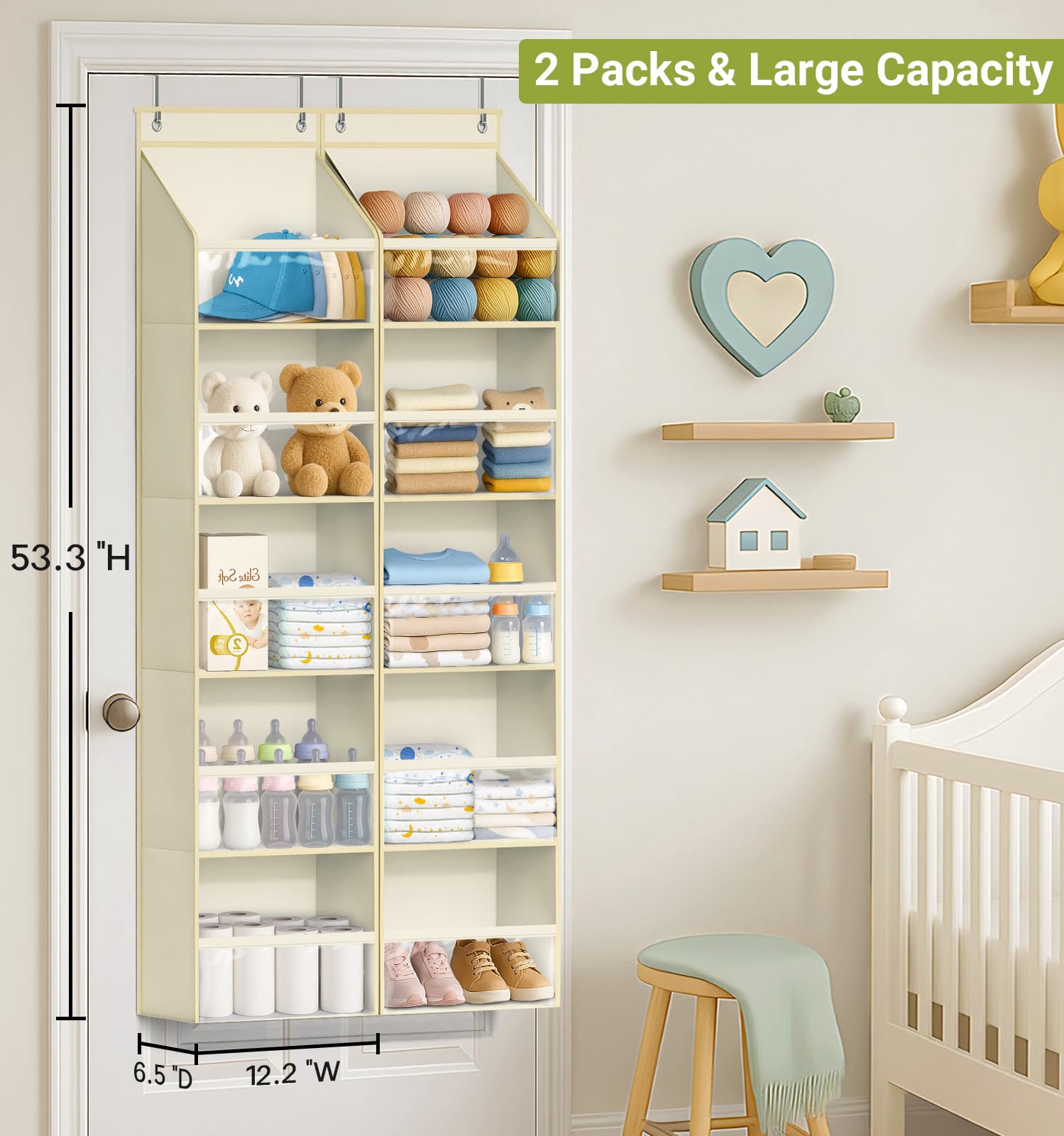 AOODA large-capacity baby storage shelves store diapers, bottles, and shoes neatly.