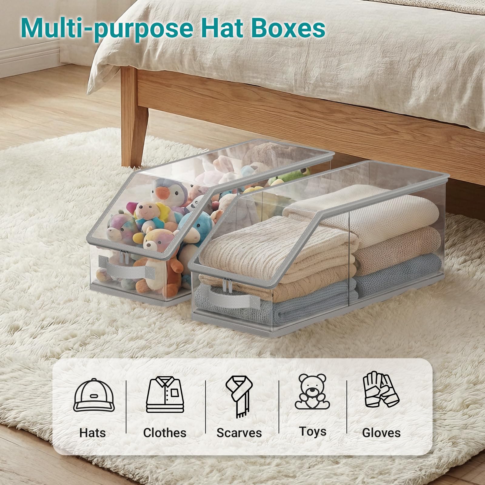 AOODA compact stackable storage helps organize hats with ease.