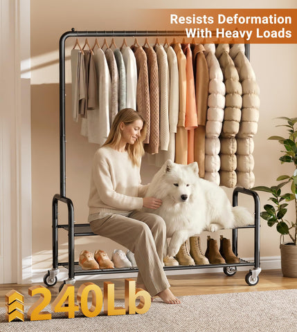 AOODA rolling clothes rack 360 degree casters enables easy mobility