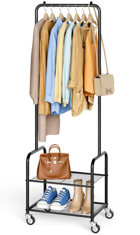 AOODA small clothes rack with shelves for compact spaces, ideal for apartments