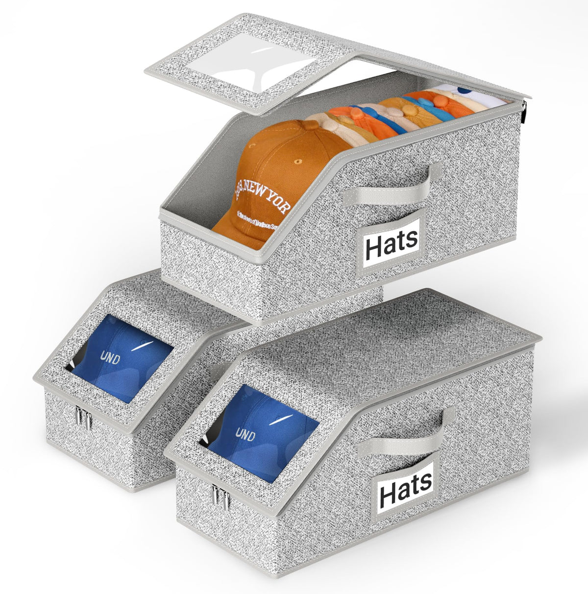 AOODA stackable hat storage unit showing triple-cap capacity.