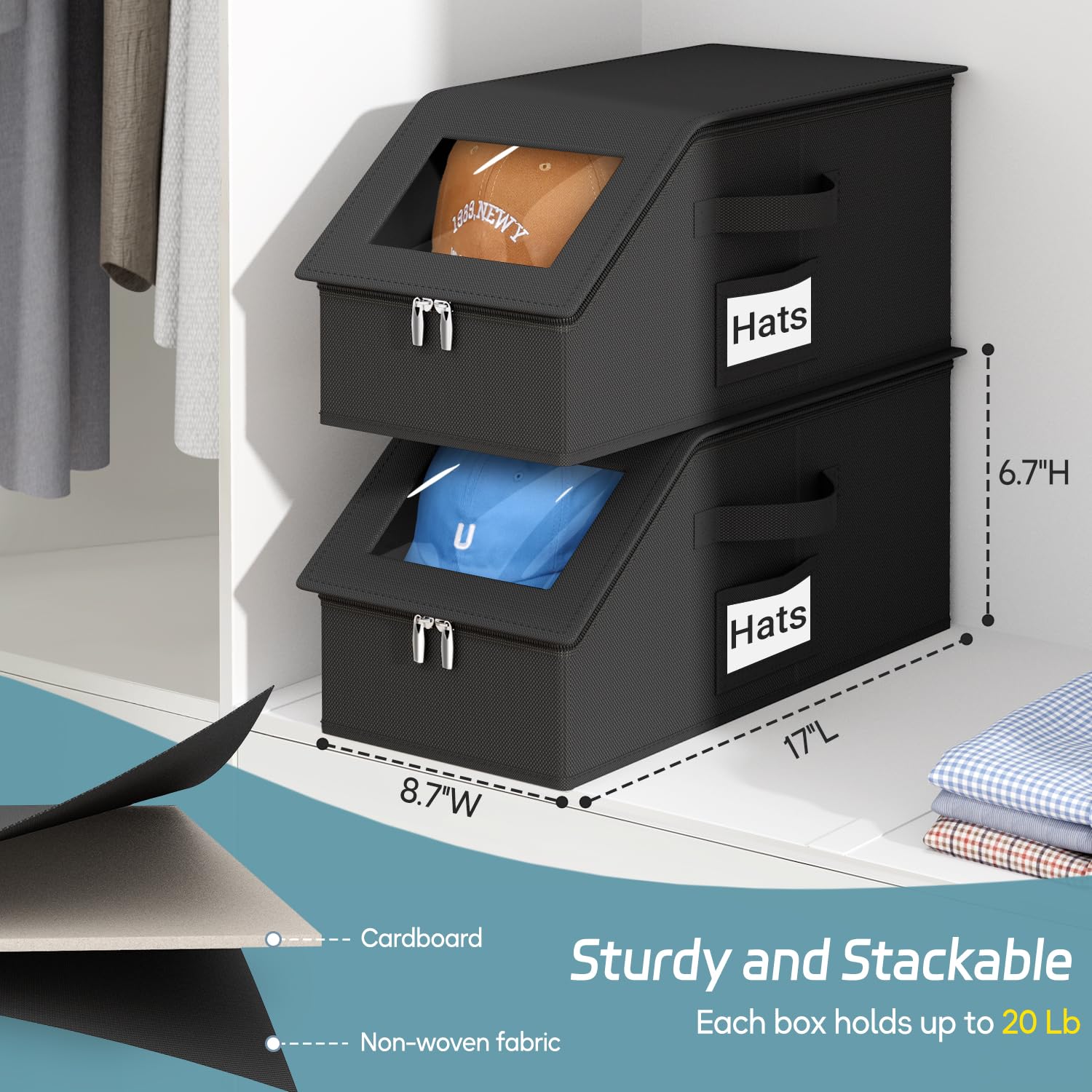 AOODA hat storage clear PVC window for quick hat identification.