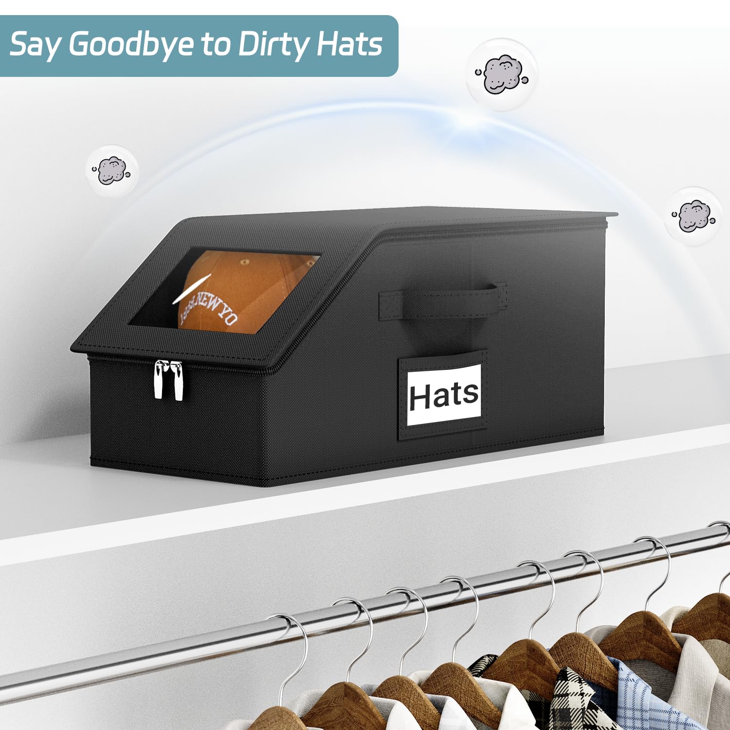 AOODA hat container isolates dust to keep hats clean.