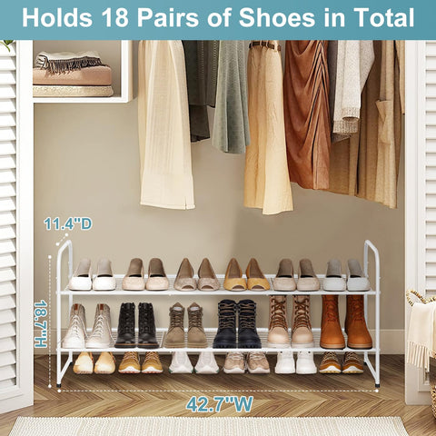 AOODA stackable design shows 18-pair capacity for organized footwear.