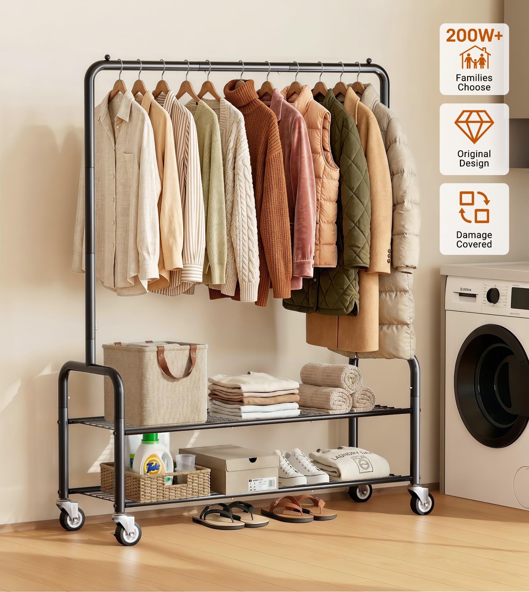 AOODA versatile storage rack suitable for bedroom and laundry spaces