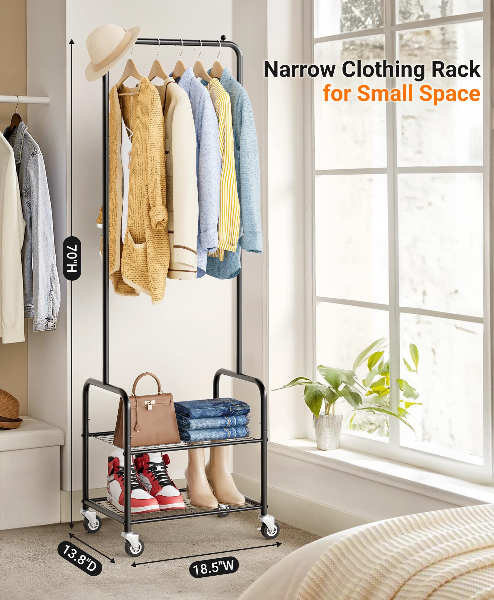 AOODA sturdy metal frame showcasing durable construction for garment storage