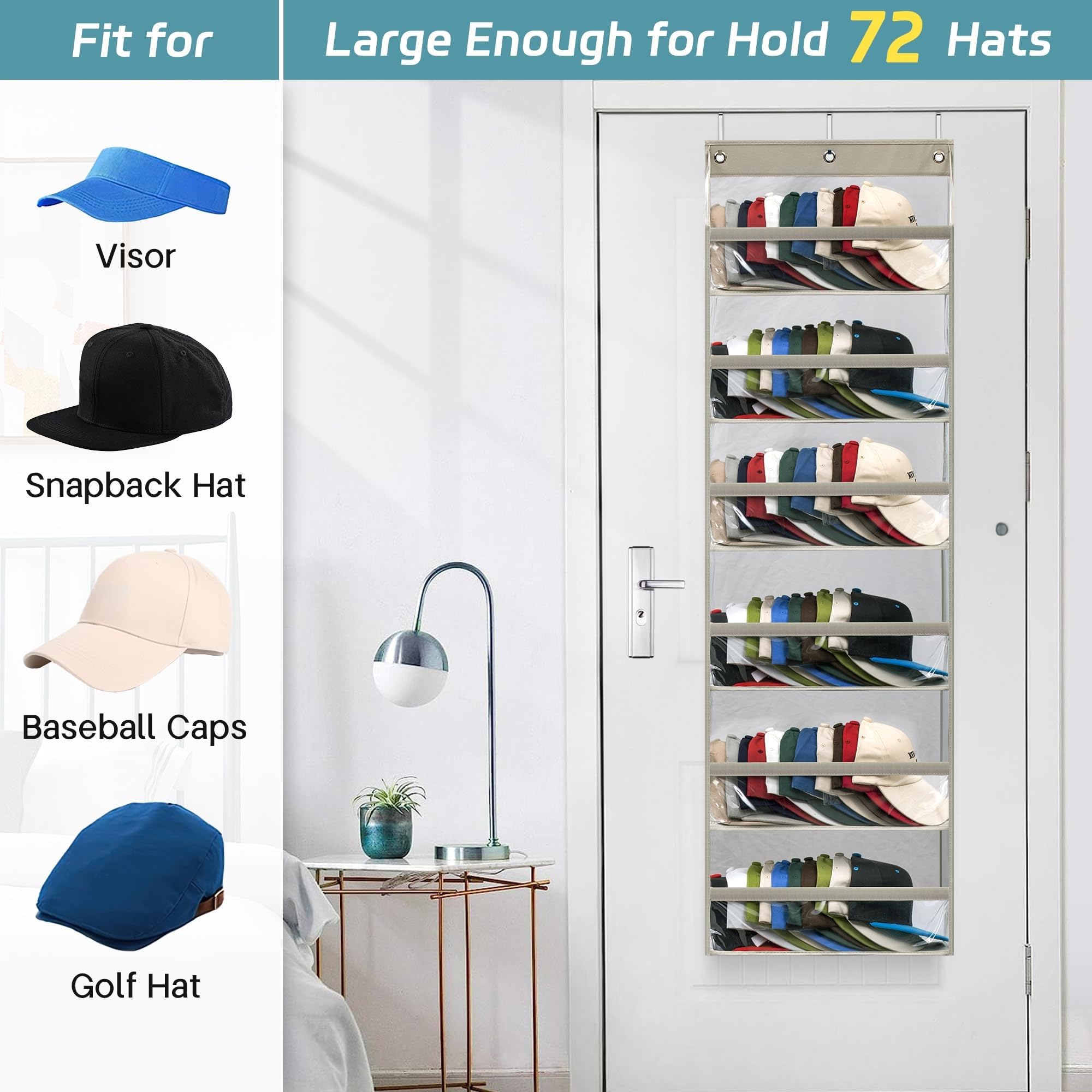 AOODA Transparent PVC pockets let collectors admire hats without rummaging.