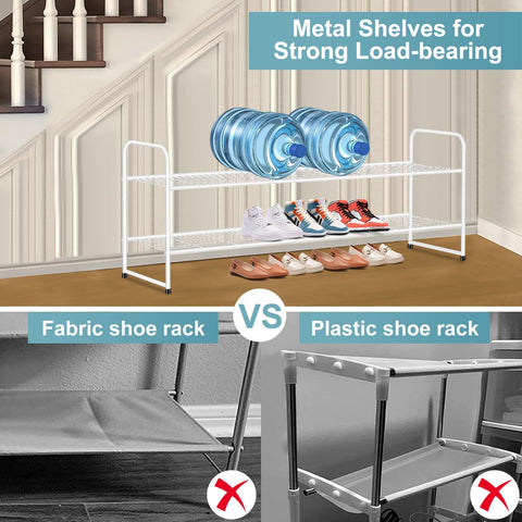 AOODA wide two-tier rack fits sneakers and boots in a tidy entryway.