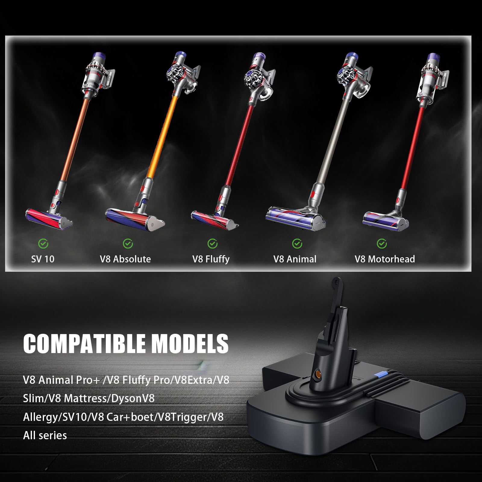 AOOJ V8 SV10 compatible battery for consistent power.