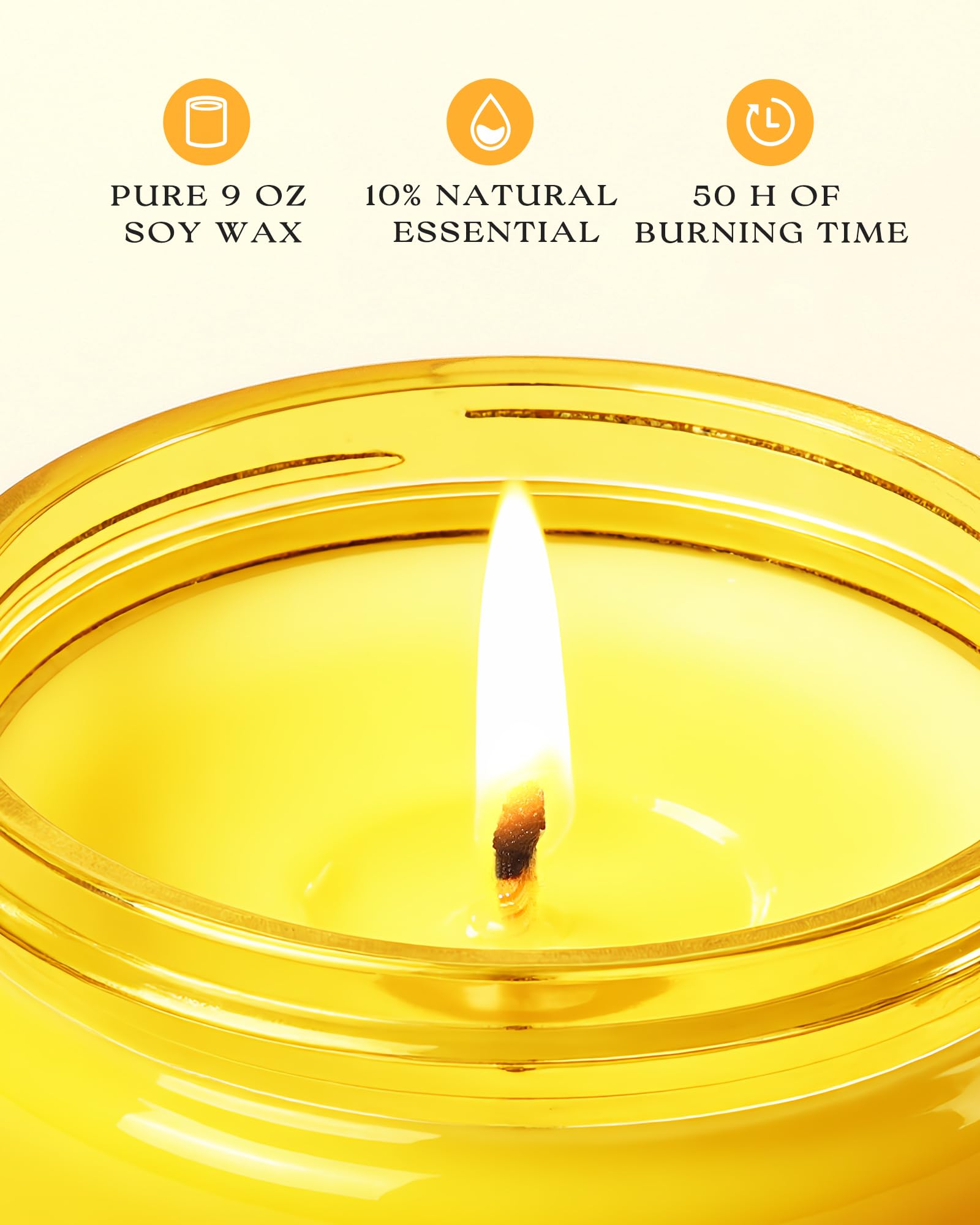 AOOVOO lit candle releasing citrus aroma for a refreshed room.