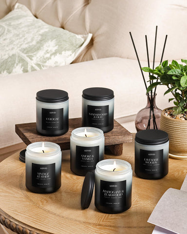 AOOVOO leather candle provides masculine aroma ideal for study or office.