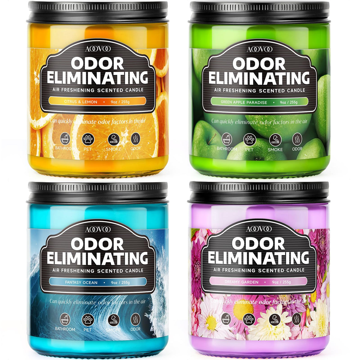 AOOVOO citrus lemon candle demonstrates odor removal for a bright kitchen