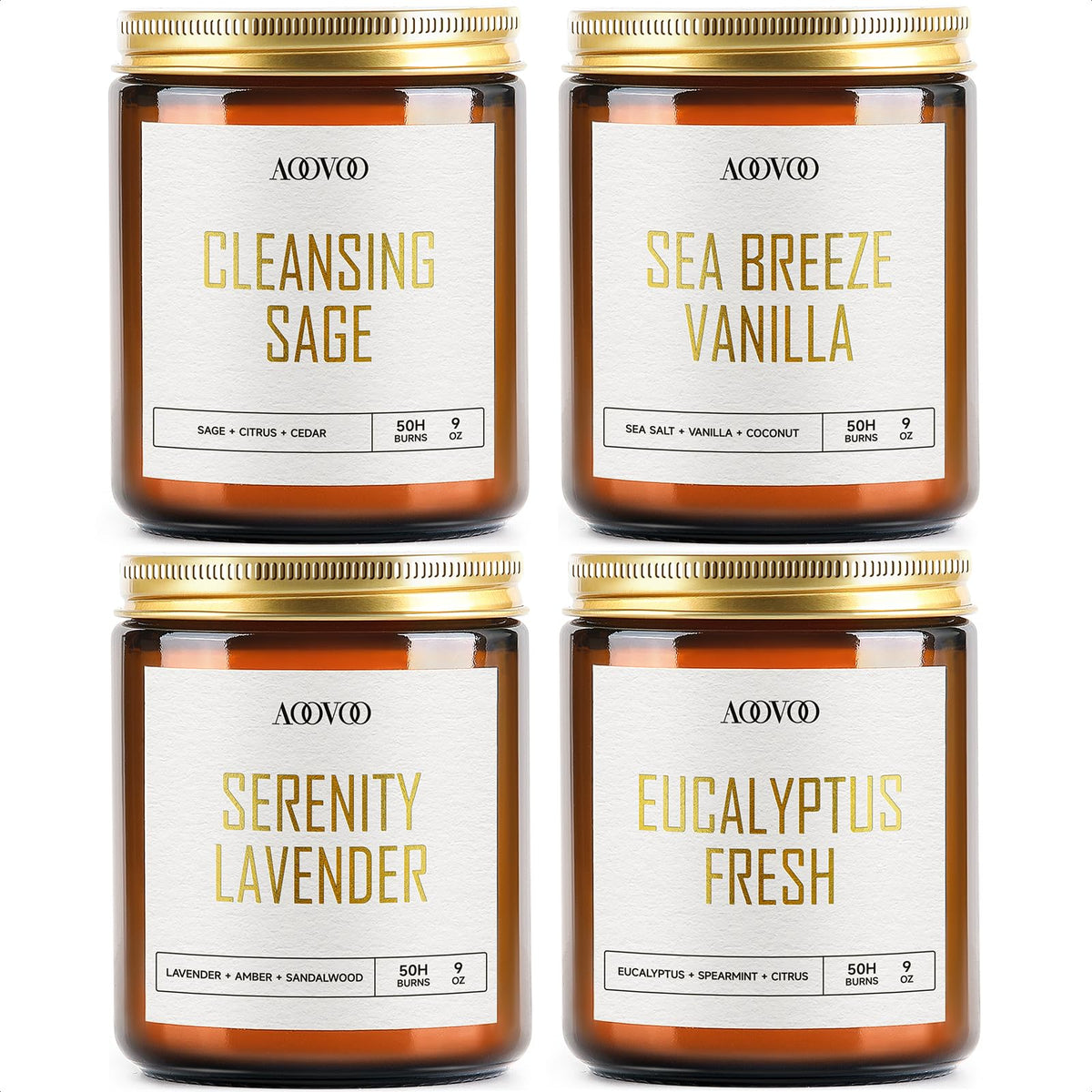 AOOVOO lavender vanilla candle in a glass jar for tranquil evenings.
